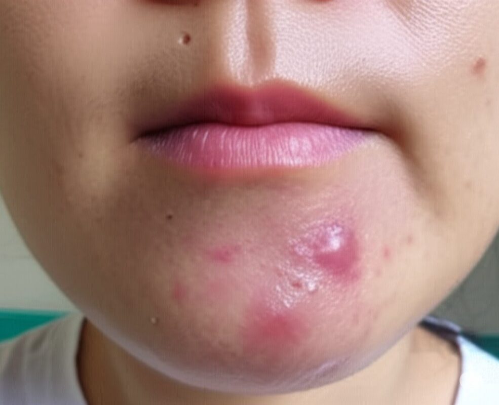 Hiểu Rõ 6 Loại Mụn Cơ Bản - Từ Mụn Bọc đến Mụn Ẩn 2 Mụn bọc sưng đỏ trên má, đặc điểm của mụn viêm nặng