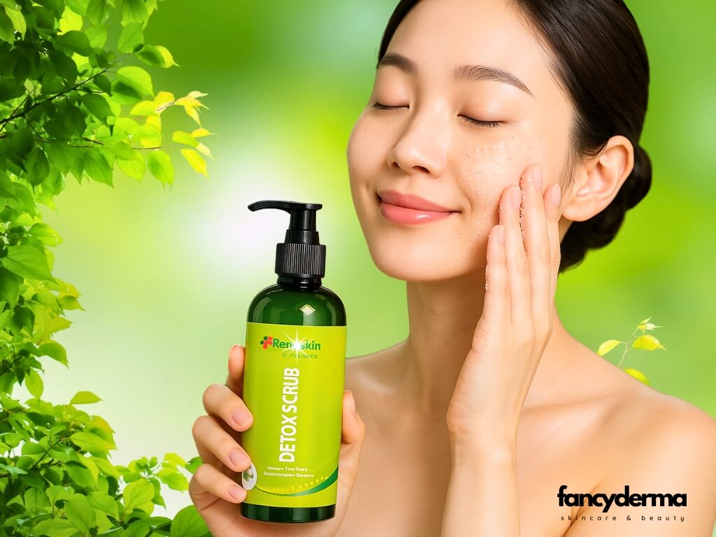 Quy trình skincare chăm sóc da cơ bản - Hướng dẫn 7 bước cho làn da khỏe đẹp 5 Massage Với Tẩy Tế Bào Chết Detox Scrub Renoskin trên da