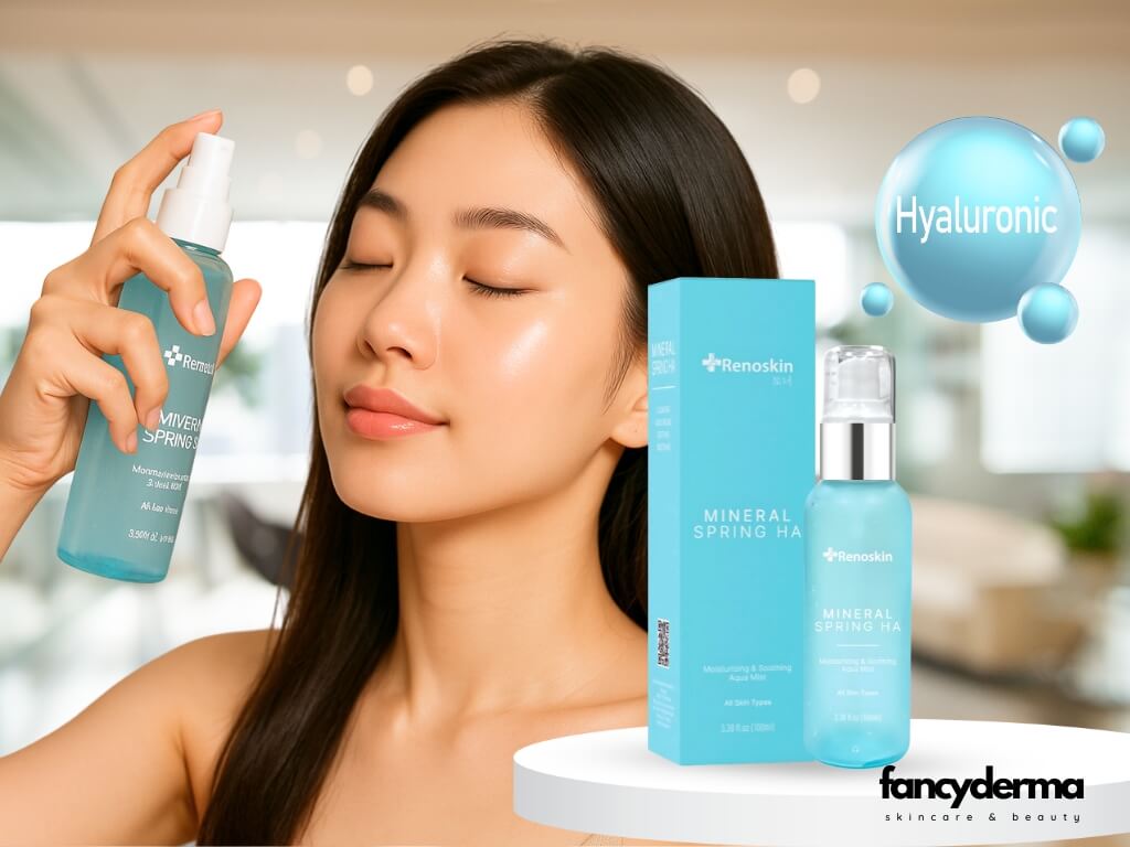 Hyaluronic acid là gì? Axit hyaluronic có tác dụng gì trong mỹ phẩm chăm sóc da 2 Người mẫu xịt khoáng Mineral Spring HA Renoskin để cấp ẩm da - Fancyderma