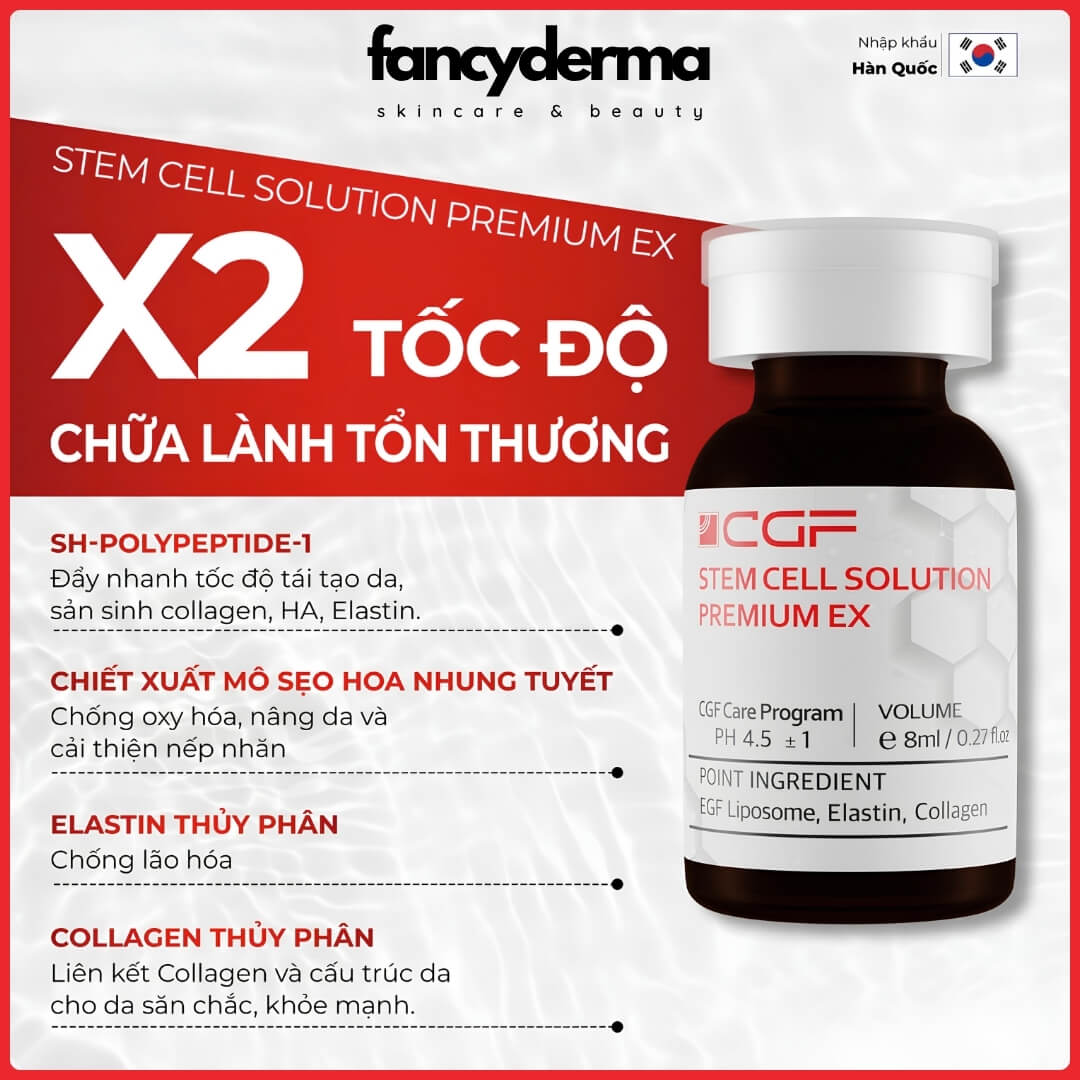 Tinh Chất Tế Bào Gốc Thuần Chay STEM CELL SOLUTION PREMIUM EX, Hỗ Trợ Phục Hồi Da Tổn Thương, Dưỡng Ẩm Sâu, Cho Làn Da Mỏng & Giãn Mao Mạch 8ML x 10 12 Quy trình sử dụng STEM CELL SOLUTION PREMIUM EX, chăm sóc da mỏng, công nghệ Hàn Quốc, từ Fancyderma.