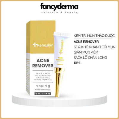 Kem Trị Mụn Acne Remover, Khô Cồi Mụn, Giảm Viêm, Sạch Chân Lông 10ML 8 Kem Trị Mụn Acne Remover Renoskin 10ML đầu bút vàng, công nghệ Hàn Quốc, trị mụn hiệu quả, phân phối bởi Fancyderma.