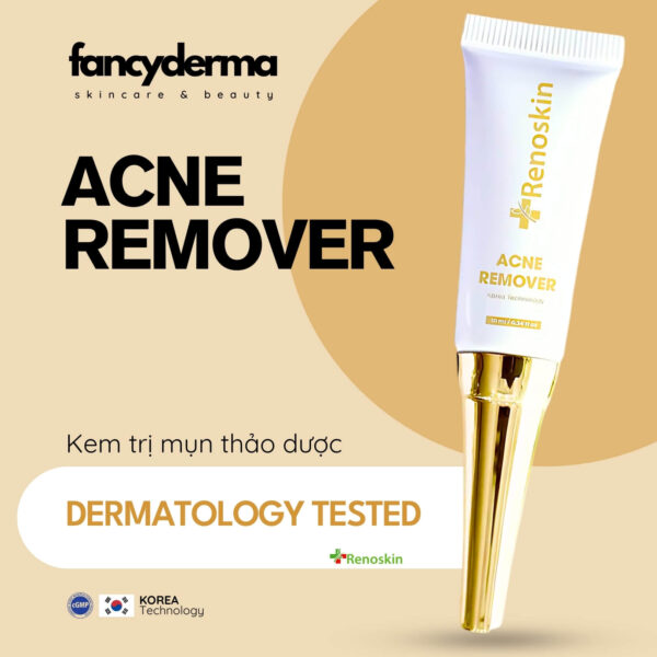 Kem Acne Remover Renoskin 10ML vàng kim, thiết kế tiện lợi, giảm viêm, sạch chân lông, đạt chuẩn FDA, từ Fancyderma.
