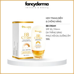 Kem Chống Nắng Và Trang Điểm BB Cream Renoskin 50G chai trắng vàng, công nghệ Hàn Quốc, SPF 50+ PA+++, sáng mịn da, từ Fancyderma.