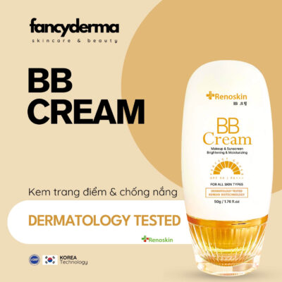 Kem Chống Nắng Và Trang Điểm BB Cream, Che Khuyết Điểm SPF 50+ PA+++ 50G 10 BB Cream Renoskin SPF 50+ PA+++ 50G tuýp trắng, thiết kế nhỏ gọn, che khuyết điểm, bảo vệ da, đạt chuẩn FDA, từ Fancyderma.