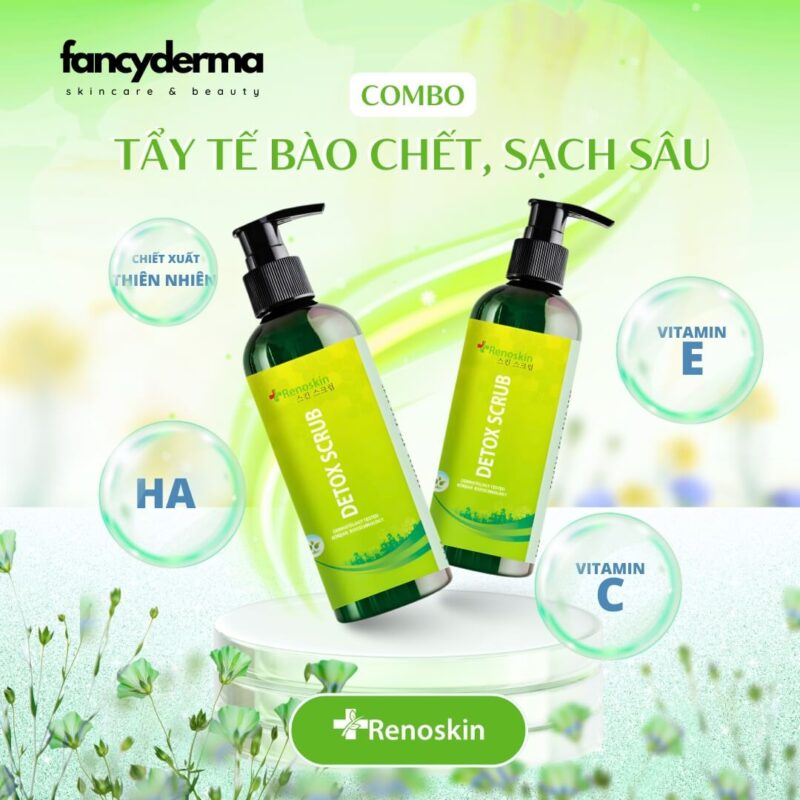 Combo Làm Sạch Da Chuyên Sâu & Thải Độc Da Detox, Sạch Tế Bào Chết, Thải Độc Da, Dưỡng Sáng, Mịn Da 16 Combo Detox Renoskin, Sữa Rửa Mặt Detox Cleansing và Detox Scrub, thải độc da, làm sáng, công nghệ Hàn Quốc, từ Fancyderma