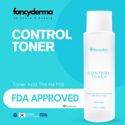 Nước Cân Bằng Da Control Toner, Loại Bỏ Dầu Thừa, Tẩy Tế Bào Chết, Sạch Sâu 150ML 10 Nước Cân Bằng Da Control Toner Renoskin 150ML chai trắng, công nghệ Hàn Quốc, kiểm soát dầu thừa, tẩy tế bào chết, phân phối bởi Fancyderma.