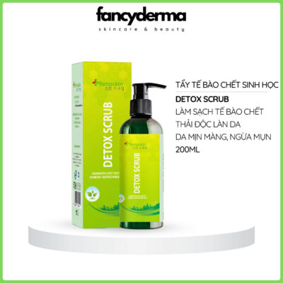 Tẩy Tế Bào Chết Sinh Học Detox Scrub, Sạch Tế Bào Chết, Thải Độc Da, Thu Nhỏ Chân Lông, Mịn Màng Da 200ML 8 Tẩy Tế Bào Chết Detox Scrub Renoskin 200ML chai xanh, công nghệ Hàn Quốc, sạch tế bào chết, mịn màng da, đạt chuẩn FDA, từ Fancyderma.