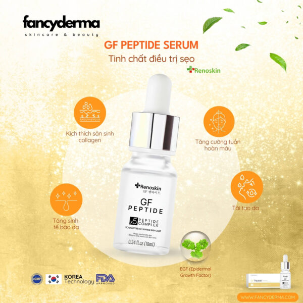 Tinh Chất GF Peptide Renoskin 10ML, hỗ trợ trị mụn, công nghệ Hàn Quốc, phân phối bởi Fancyderma.