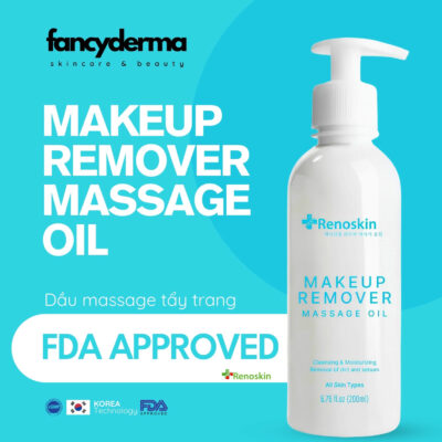 Dầu Massage Tẩy Trang Makeup Remover, Sạch Bã Nhờn, Bụi Bẩn 200ML 8 Dầu Massage Tẩy Trang Makeup Remover Renoskin 200ML trong chai pump trắng, công nghệ Hàn Quốc, làm sạch makeup, dưỡng ẩm, phân phối bởi Fancyderma.