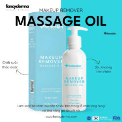 Dầu Massage Tẩy Trang Makeup Remover, Sạch Bã Nhờn, Bụi Bẩn 200ML 5 Chai Dầu Massage Tẩy Trang Makeup Remover Renoskin 200ML màu trắng với hộp xanh, làm sạch sâu bã nhờn, bụi bẩn, dưỡng ẩm da, từ Fancyderma.