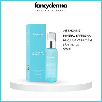 Xịt Khoáng Mineral Spring HA, Dưỡng Ẩm Dịu Da 100ML 8 Xịt Khoáng Mineral Spring HA Renoskin 100ML bên hộp giấy, cấp ẩm và làm dịu da hiệu quả từ Fancyderma