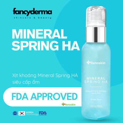 Xịt Khoáng Mineral Spring HA, Dưỡng Ẩm Dịu Da 100ML 10 Chai Xịt Khoáng Mineral Spring HA Renoskin 100ML với thiết kế xanh dương, dưỡng ẩm sâu, đạt chuẩn FDA tại Fancyderma