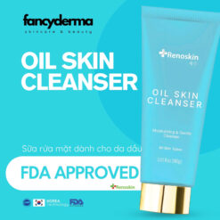 Tuýp Sữa Rửa Mặt Oil Skin Cleanser Renoskin 100G với nắp vàng, làm sạch sâu và kiểm soát dầu cho da dầu, phân phối bởi Fancyderma.