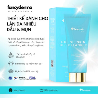 Sữa Rửa Mặt Oil Skin Cleanser, Dành Cho Da Dầu, Sạch Da 100G 9 Sữa Rửa Mặt Oil Skin Cleanser Renoskin 100G với thiết kế hiện đại, làm sáng da, dành cho da dầu, phân phối chính hãng bởi Fancyderma.