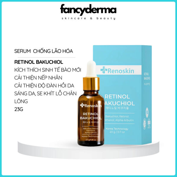 Tinh Chất Retinol Bakuchiol Renoskin 23G, cải thiện nếp nhăn, công nghệ Hàn Quốc, phân phối bởi Fancyderma.