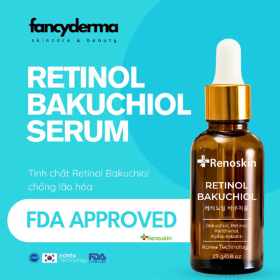 Tinh Chất Retinol Bakuchiol, Ngừa Lão Hóa, Se Khít Chân Lông, Cải Thiện Nếp Nhăn 23G 10 Retinol Bakuchiol Renoskin 23G, thiết kế chai nhỏ gọn, làm sáng da, đạt chuẩn FDA, từ Fancyderma.