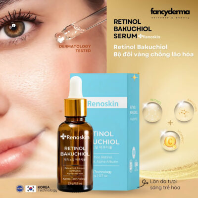 Tinh Chất Retinol Bakuchiol, Ngừa Lão Hóa, Se Khít Chân Lông, Cải Thiện Nếp Nhăn 23G 9 Hộp Tinh Chất Retinol Bakuchiol Renoskin 23G, ngừa lão hóa, se khít lỗ chân lông, từ Fancyderma.