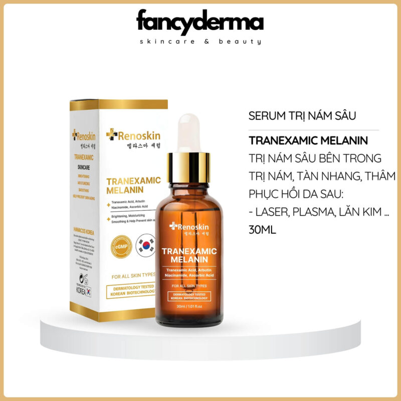 Tinh Chất Điều Trị Nám Tranexamic Melanin, Phục Hồi, Mờ Thâm Nám 30ML 8 Tinh Chất Tranexamic Melanin Renoskin 30ML, điều trị nám sâu, công nghệ Hàn Quốc, phân phối bởi Fancyderma.