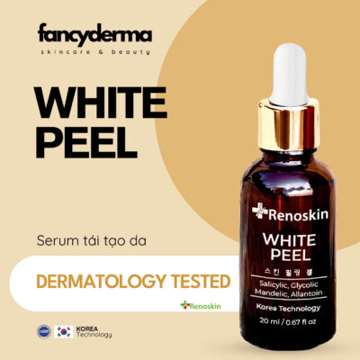 Tinh Chất Tái Tạo Da White Peel Serum, Tái Tạo, Mờ Thâm Nám, Ngừa Mụn 20ML 10 White Peel Serum Renoskin 20ML, thiết kế nhỏ gọn, làm sáng da, ngăn mụn, đạt chuẩn cGMP, từ Fancyderma.