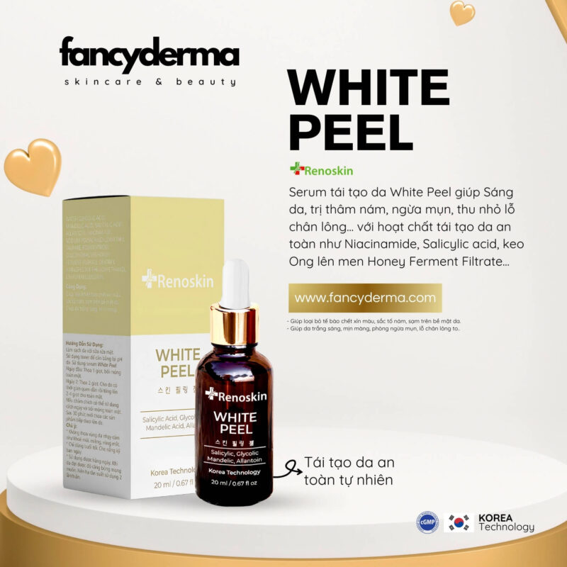 Combo 3 Serum Trị Nám Chuyên Nghiệp, Tái Tạo Da, Mờ Thâm Nám, Ngừa Mụn 16 Hộp Tinh Chất Tái Tạo Da White Peel Serum Renoskin 20ML, mờ thâm nám, ngừa mụn, từ Fancyderma.