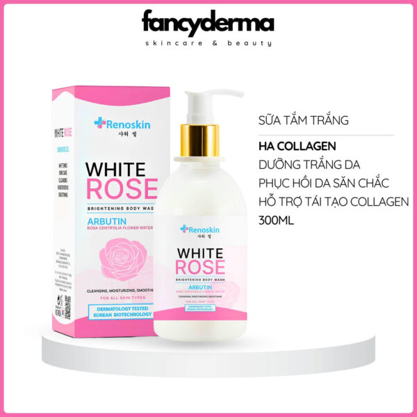 Sữa Tắm Trắng Da White Rose Renoskin 500ML, làm mịn da, công nghệ Hàn Quốc, phân phối bởi Fancyderma.