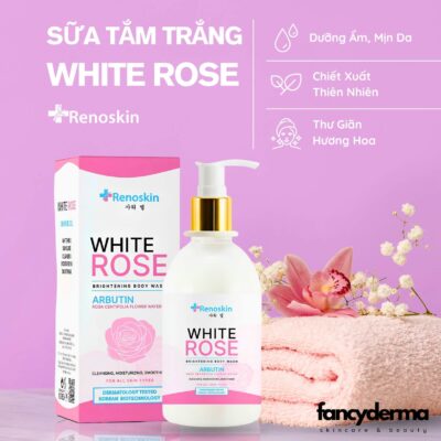 Sữa Tắm Trắng Da Hoa Hồng White Rose, Trắng Sáng Da, Mịn Da, Hương Hoa 500ML 9 Hộp Sữa Tắm Trắng Da Hoa Hồng White Rose Renoskin 500ML, trắng sáng da, từ Fancyderma.
