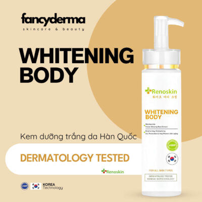 Kem Dưỡng Da Whitening Body, Trắng Da, Dưỡng Ẩm, Ngừa Lão Hóa 250ML 10 Whitening Body Renoskin 250ML chai trắng, thiết kế tiện lợi, trắng da, ngừa lão hóa, đạt chuẩn FDA, từ Fancyderma.