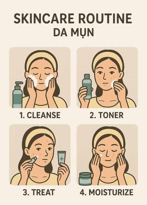 2 Skincare Routine Cho Da Mụn Ngày Và Đêm - Hướng Dẫn Từng Bước Cho Hiệu Quả 4 Skincare routine cho da mụn từng bước