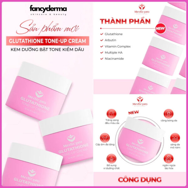 Kem dưỡng MEDICPRO GLUTATHIONE 50g – kiểm soát dầu, ngăn ngừa lão hóa nhờ công nghệ Hàn Quốc tiên tiến, sản phẩm của Fancyderma