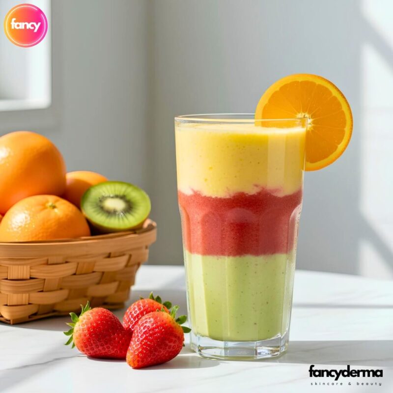 Ly sinh tố bơ, dâu, chuối giàu vitamin C, bí quyết cách làm đẹp da từ trái cây tươi.