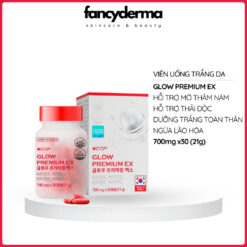 Hộp viên uống trắng da CGF Glow Premium EX với thiết kế sang trọng, giúp sáng da toàn thân và giảm nám hiệu quả - Fancyderma phân phối chính hãng
