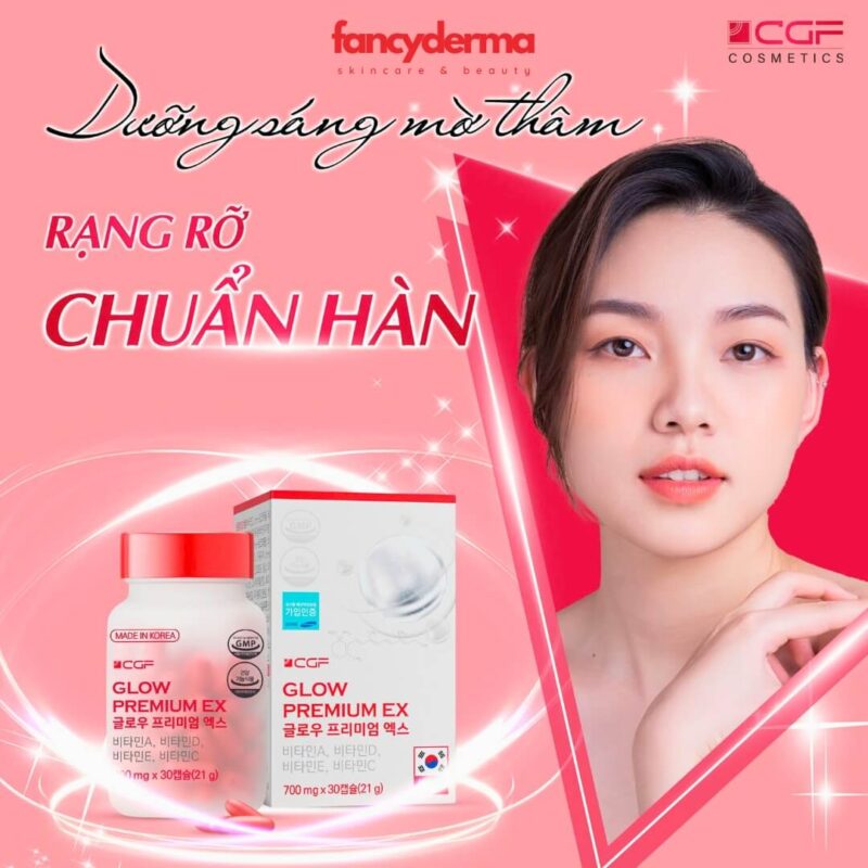 Viên Uống Trắng Da CGF GLOW AND BEAUTY PREMIUM EX, Trắng Da Toàn Thân, Mờ Thâm Nám, Đẹp Da 21g 20 Phụ nữ tự tin khoe làn da trắng sáng, căng mịn nhờ viên uống trắng da toàn thân CGF Glow Premium EX - Fancyderma phân phối
