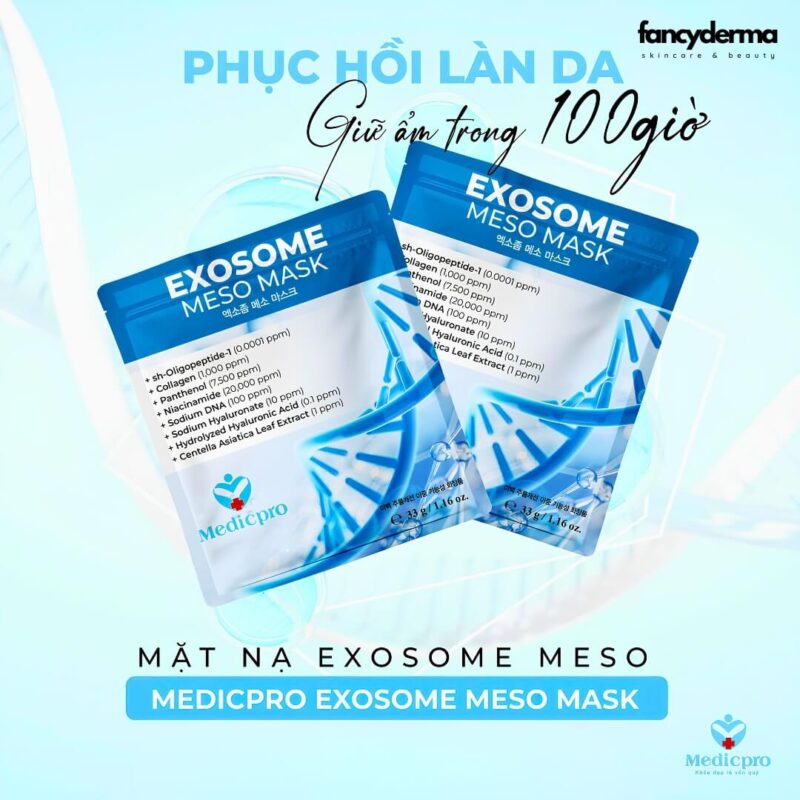 mặt nạ thạch exosome Medicpro, công nghệ exosome meso dưỡng ẩm và làm sáng da.