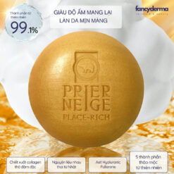 Infographic xà phòng trị mụn lưng Prier Neige Place Rich, xà bông thảo dược với collagen và nhau thai.