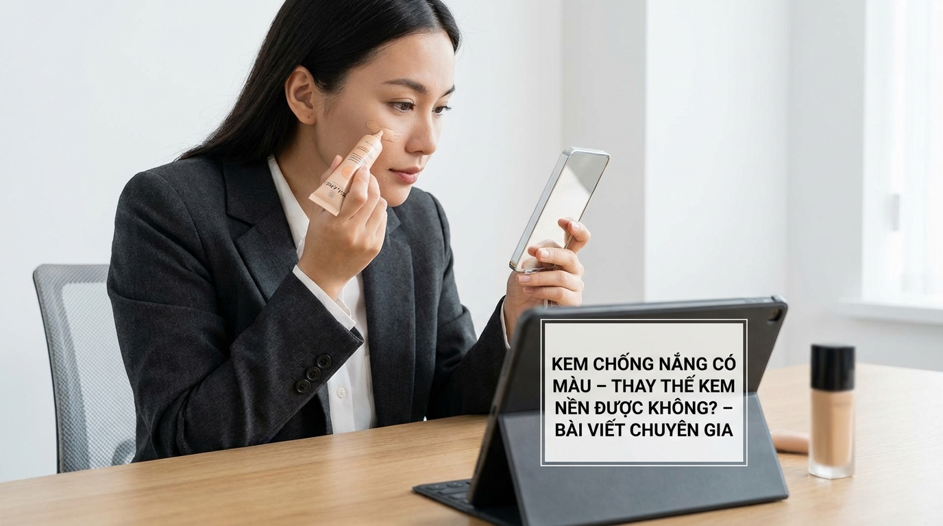 Hình ảnh minh họa sự khác biệt về độ oxy hóa màu sắc của kem trên da sau 4 tiếng