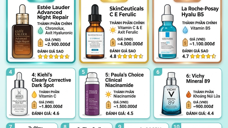 Top 10 serum giảm mụn 2026