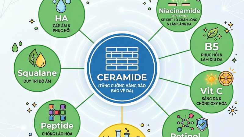 Ceramide kết hợp với thành phần nào