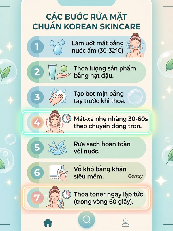 7 bước rửa mặt đúng chuẩn