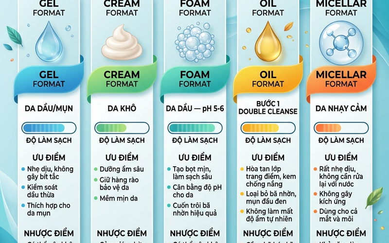 5 loại sữa rửa mặt