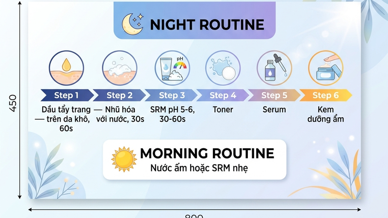 Thứ tự tẩy trang đúng trong routine