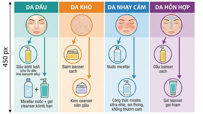 Tẩy trang cho 4 loại da