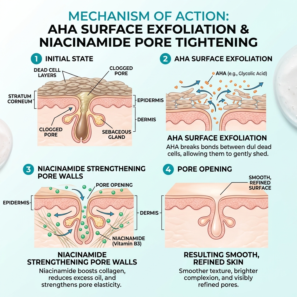 Cơ chế hiệp đồng của AHA và Niacinamide trên biểu bì da
