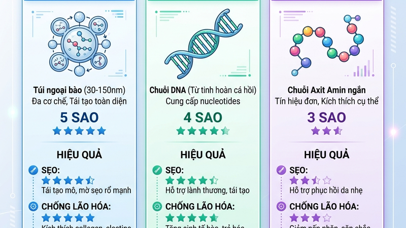 So sánh exosome vs PDRN vs peptide