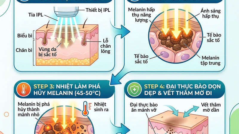 Cơ chế IPL laser phân hủy melanin