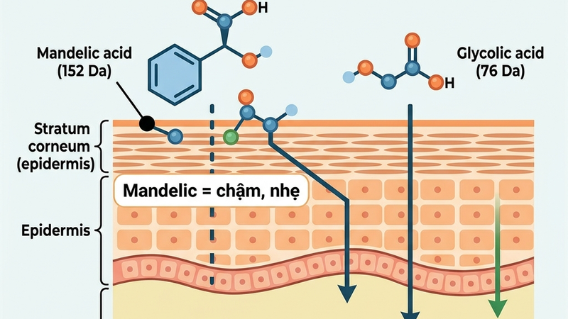 Cơ chế mandelic acid nhẹ nhàng trên da