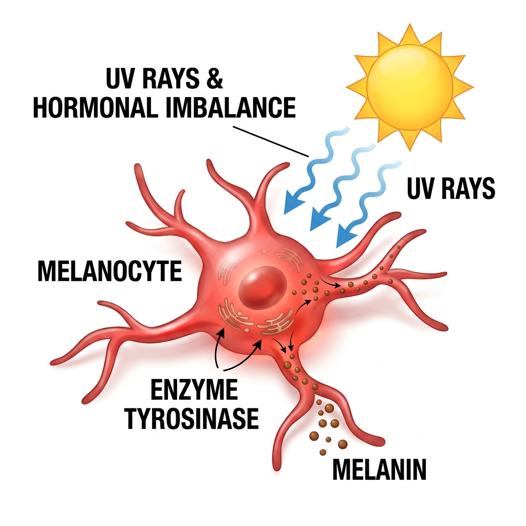 Cơ chế tia UV và hormone kích thích tổng hợp Melanin