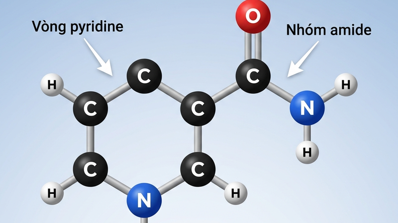 Cấu trúc phân tử Niacinamide Vitamin B3