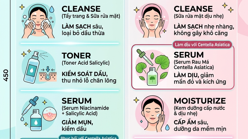 Phác đồ niacinamide cho da dầu mụn và da nhạy cảm
