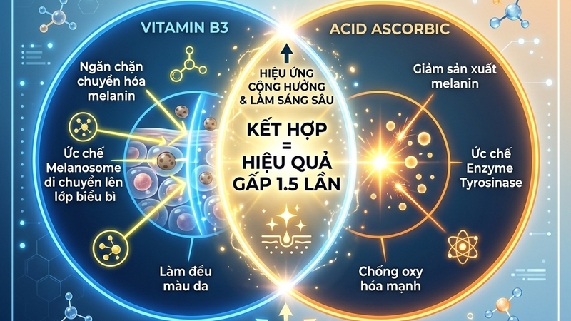 Combo niacinamide + vitamin C synergistic