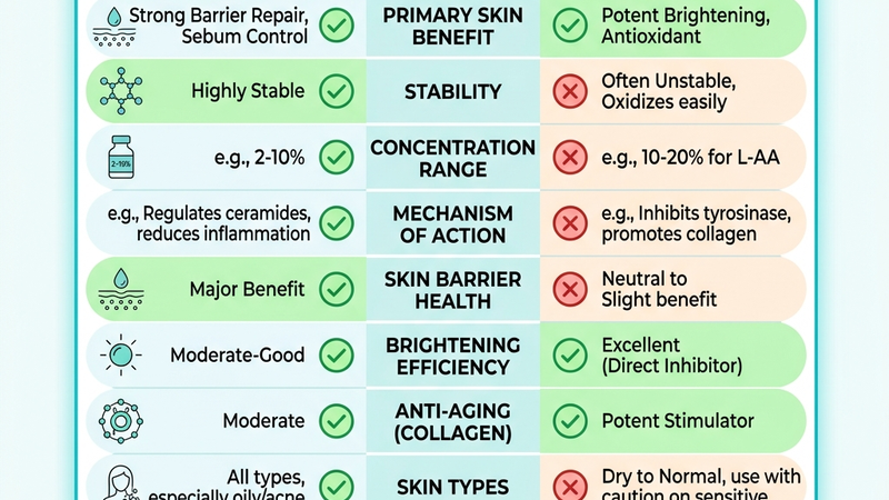 So sánh chi tiết niacinamide và vitamin C